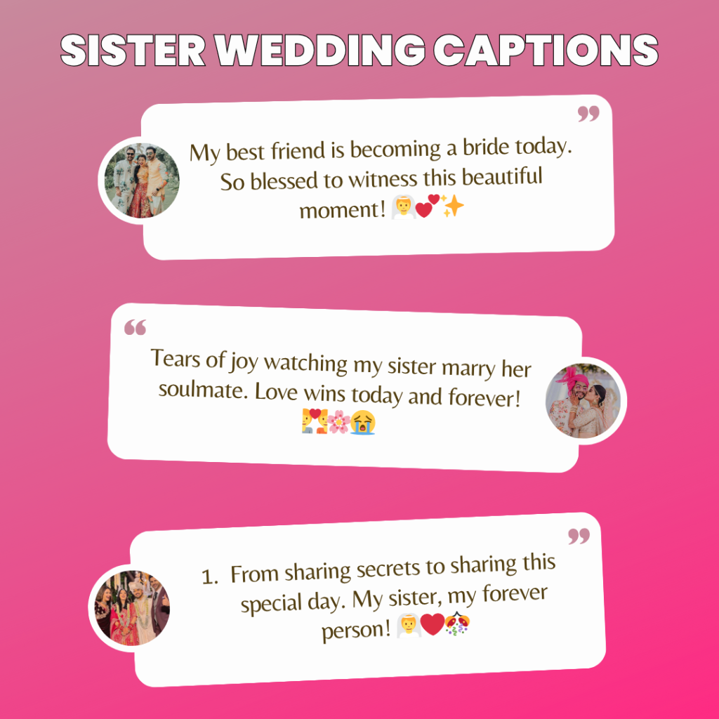 sister wedding captions