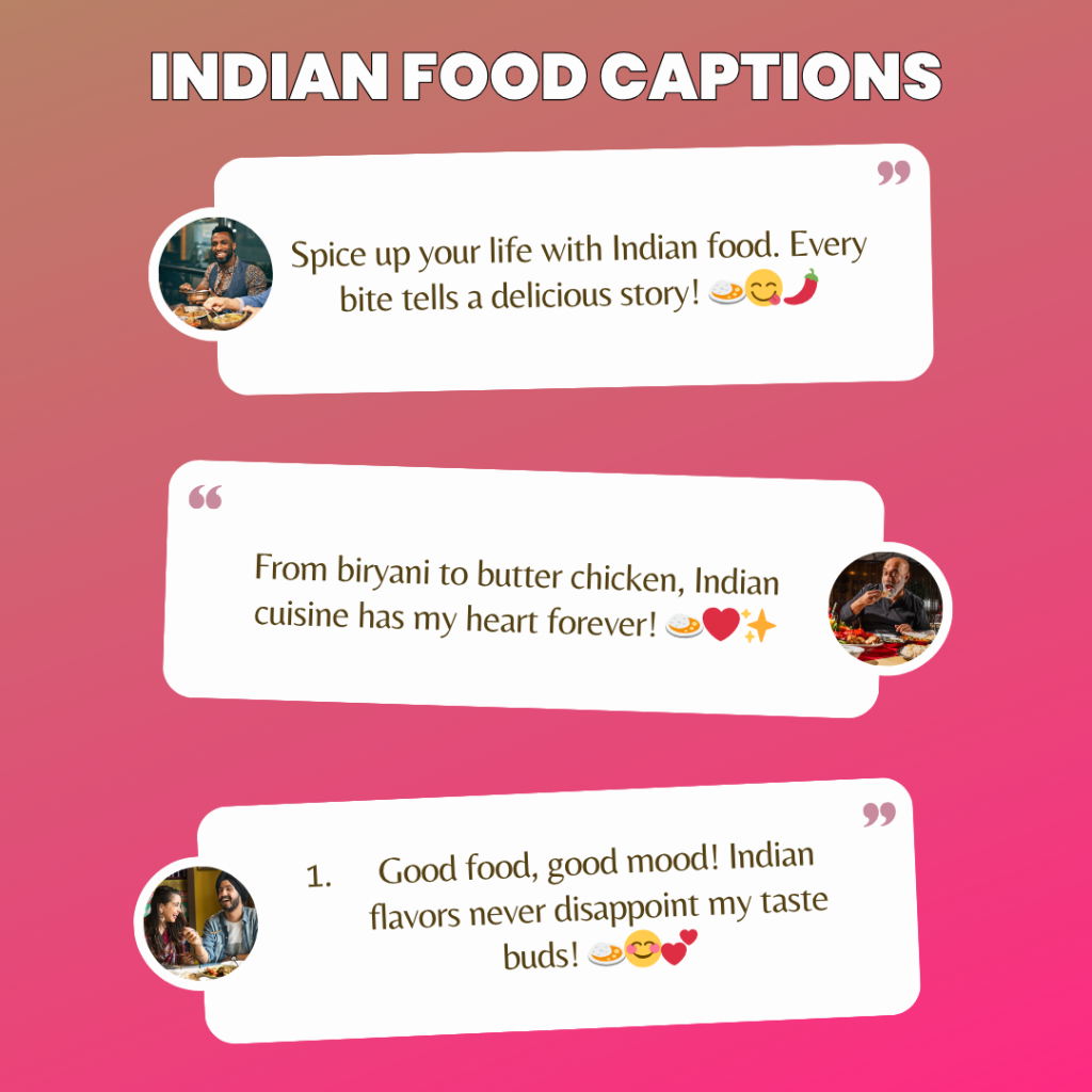 indian food captions
